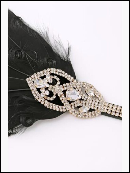 Flapper Feather Headpiece Rhinestone Elastic 1920s Gatsby Vintage Costume main image 3